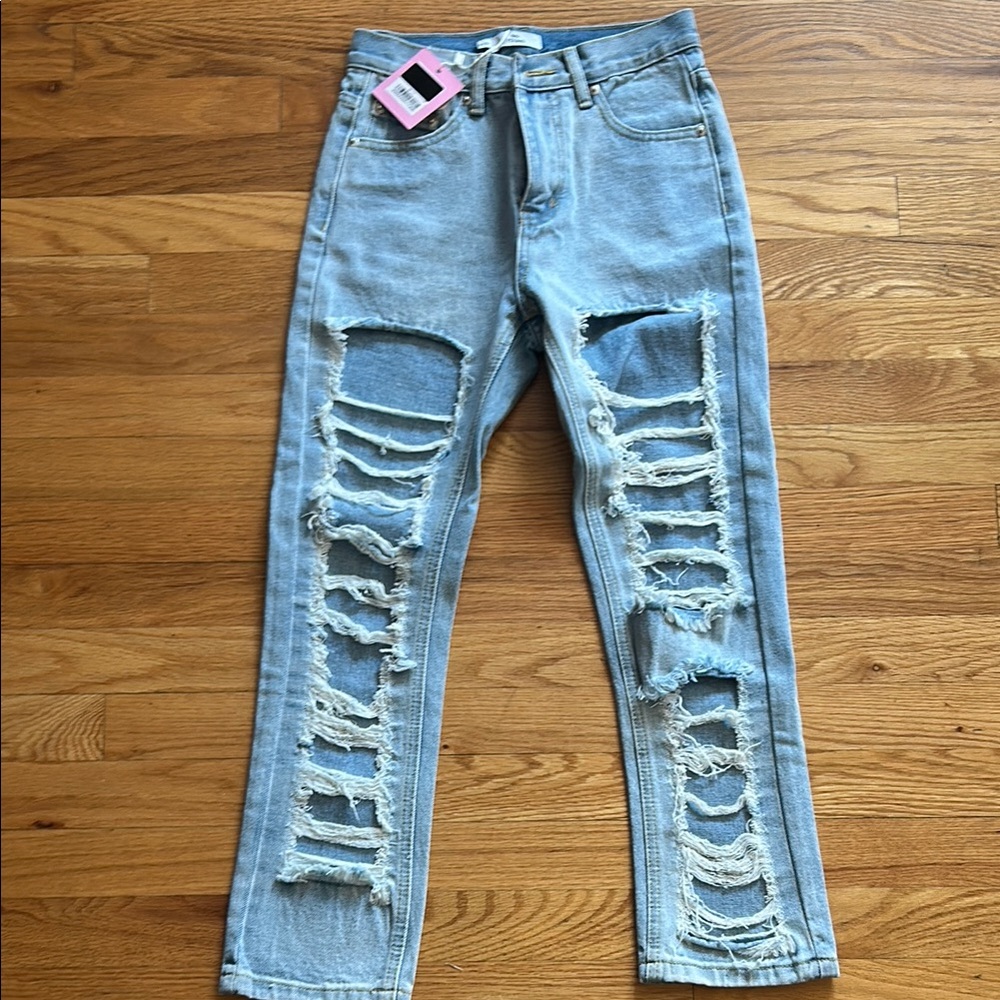Adika Blue Straight Leg Distressed Jeans